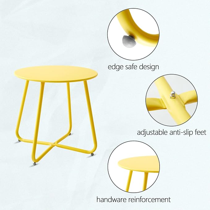Outdoor Table Small Patio Side Table Waterproof Round Metal Side Table Weather - Image 4