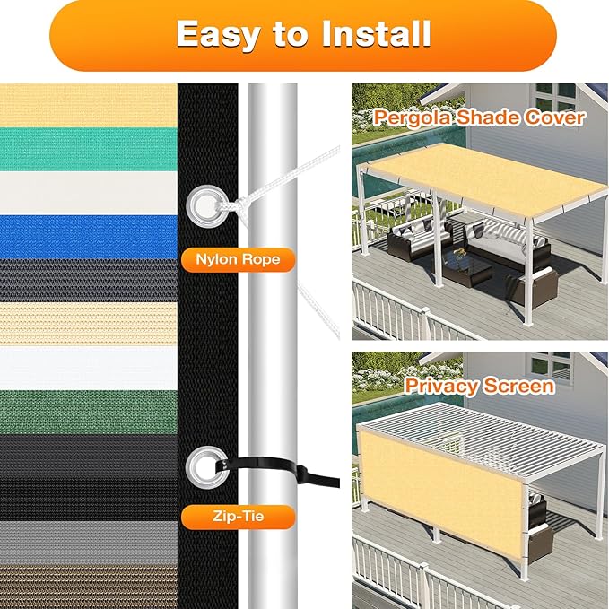 Artpuch Outdoor Pergola Shade Cover 5x12 FT Sun Shade Cloth - Image 5