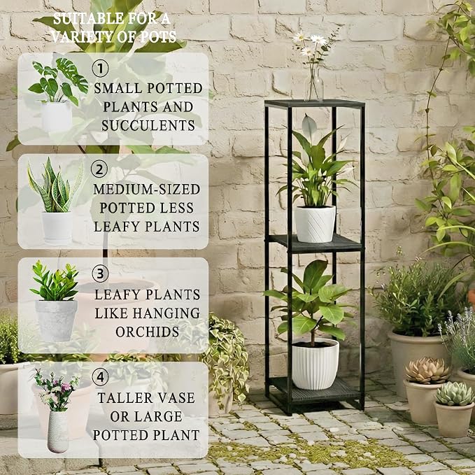 46" Tall Plant Stand Indoor, 3-Tier Modern Plant Shelf, Corner Flower Pot - Image 4