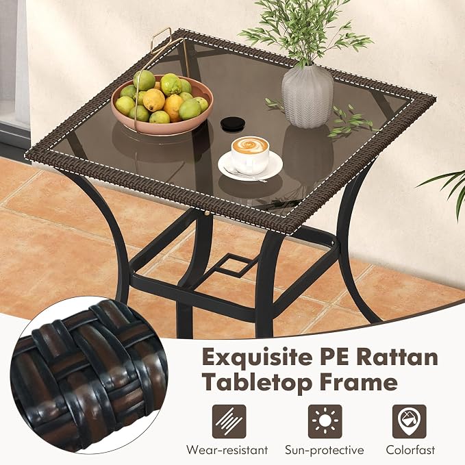 Tangkula Patio Bar Table with Umbrella Hole, All Weather 37 Inches Height Heavy - Image 4