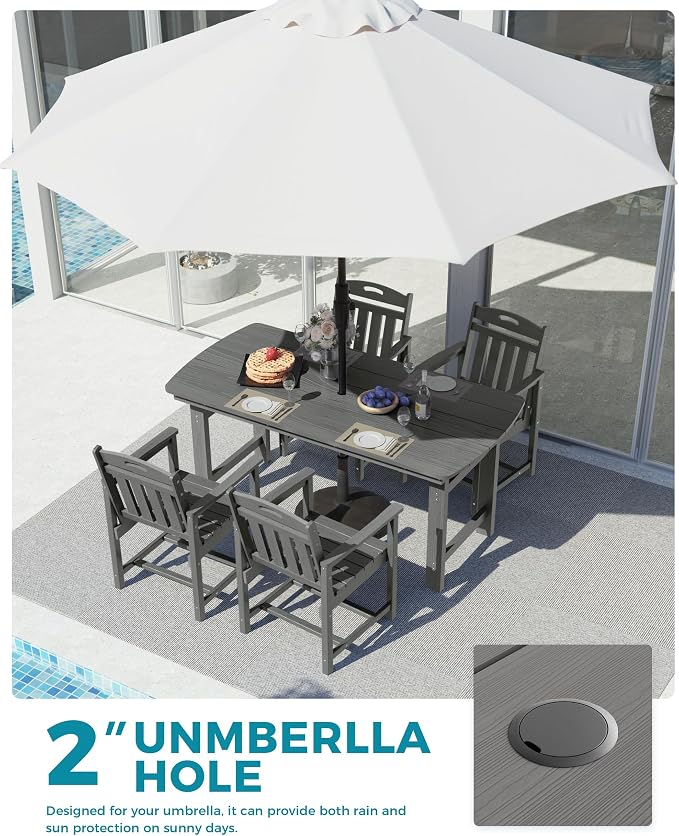 Ciokea HDPE Outdoor Dining Set, 5-Piece Patio Table and Chairs Set - Image 4