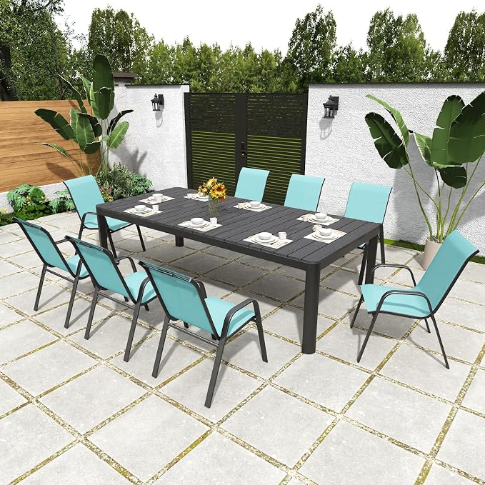 Patio Chairs Set of 8, Stackable Outdoor Dining Chairs - Image 3