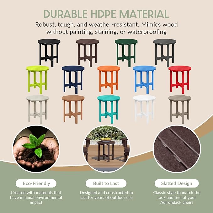 WestinTrends Dylan Adirondack Round Outdoor Side Table, Dark Brown - Image 6