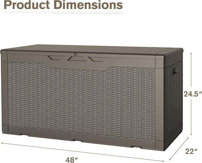 JUMMICO 100 Gallon Resin Deck Box, Waterproof Outdoor Storage Box - Image 4