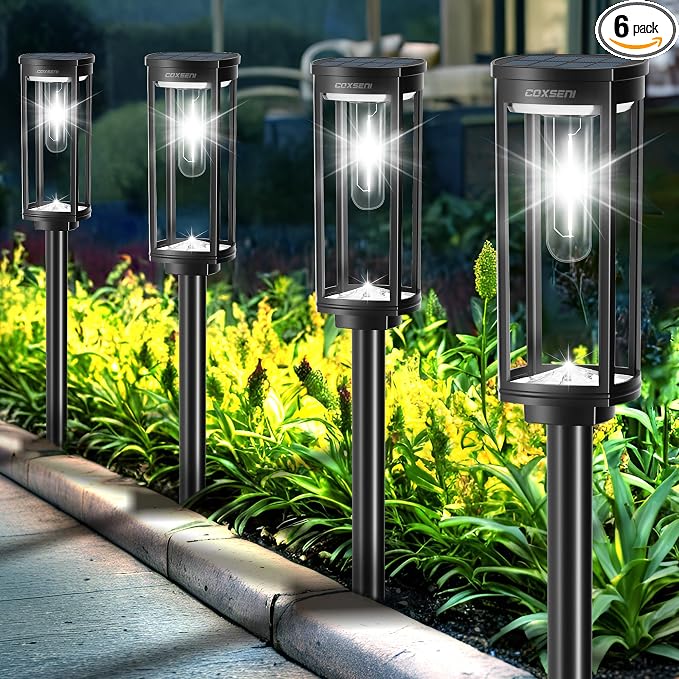 Solar Pathway Lights Outdoor 6 Pack, Bright Solar Path Lights Outside Waterproof by COXSENI