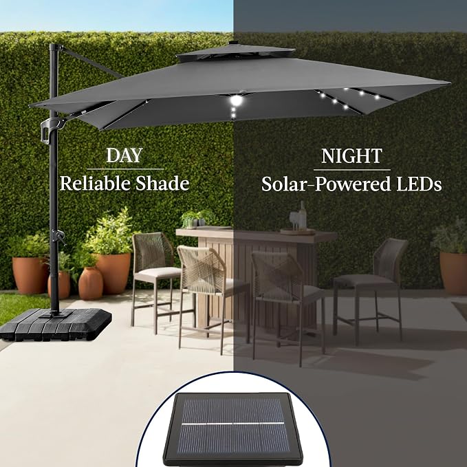 Best Choice Products 9x12ft LED Cantilever Patio Umbrella w/Base Included & - Image 6