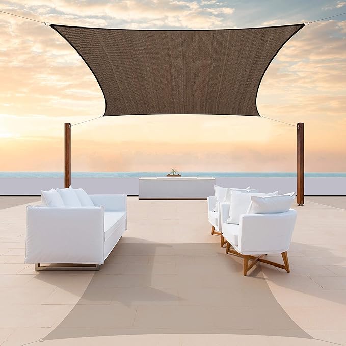 ColourTree TAPR1616 Custom Size 13' x 22' Brown Sun Shade Sail Canopy UV Block by ColourTree