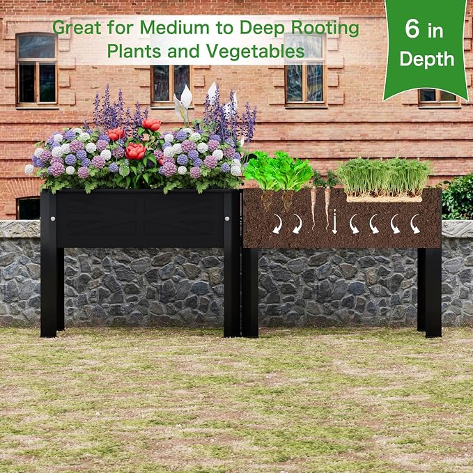 Raised Garden Bed with Detachable Tall Legs Elevated Metal Planter Box - Image 7