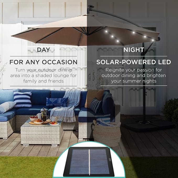 Best Choice Products 10ft Solar LED Offset Cantilever Hanging Market Patio - Image 3