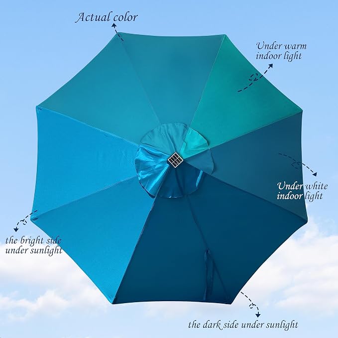 Blissun 9 ft Solar Umbrella 32 LED Lighted Patio Umbrella Table Market Umbrella - Image 2