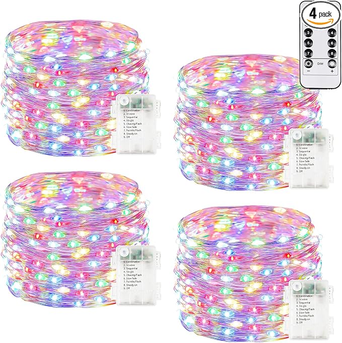 4Pack 80Ft 240LED Fairy Lights Battery Operated by BHCLIGHT
