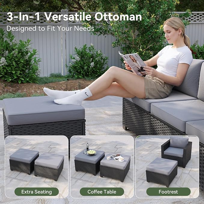 Aoxun Patio Furniture Set with Fire Pit Table, 6 Piece Outdoor Furniture Set - Image 4