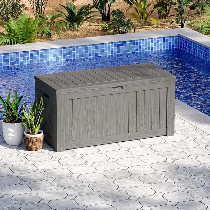 Patiowell 120 Gallon Large Deck Box, Outdoor Lockable Storage Box - Image 2
