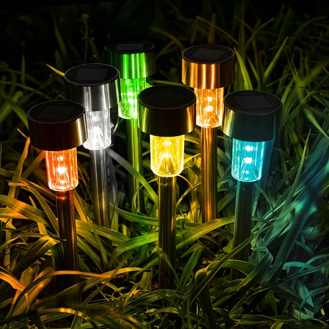 GIGALUMI Solar Lights Outdoor Waterproof, 12 Pack, Stainless Steel LED Solar - Image 5