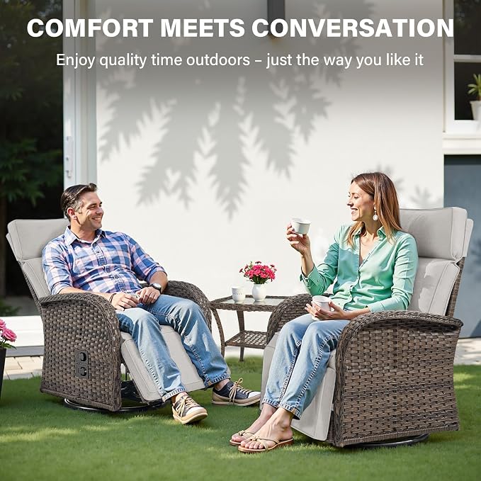 Belord Dual-Adjust Outdoor Swivel Recliner Chair – Reclining Patio Chair - Image 8