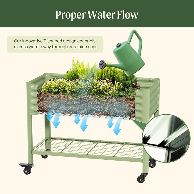 Rolling Elevated Raised Garden Bed-V Series, 700 Lbs Weight Capacity, Outdoor - Image 6