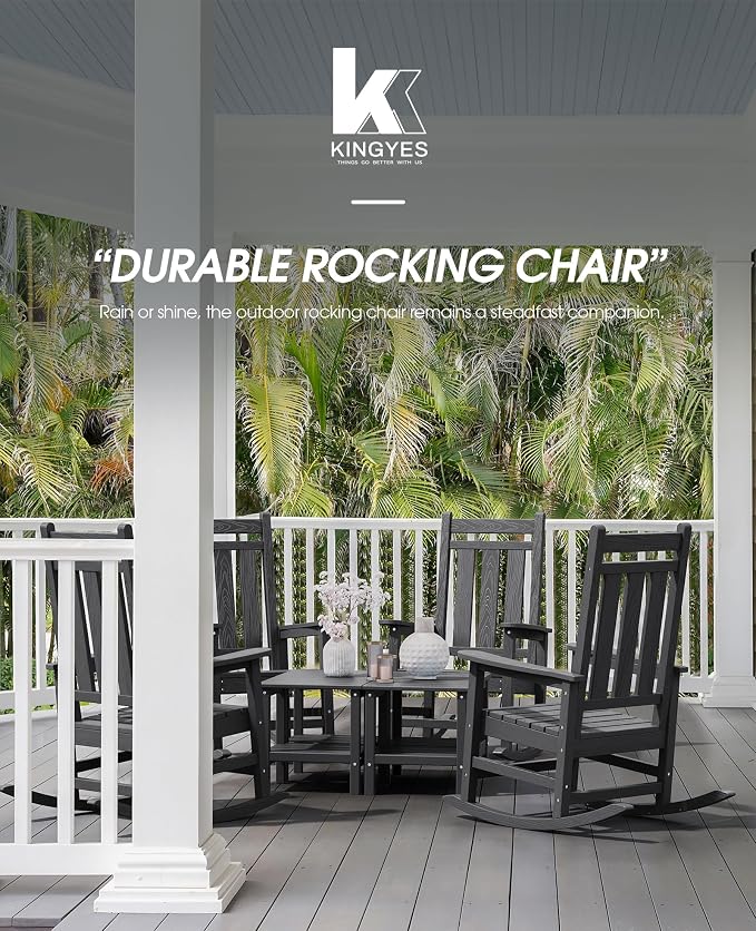 KINGYES Oversized Outdoor Rocking Chair, All-Weather Patio Rocking Chairs - Image 10