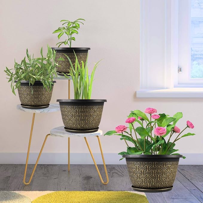 10 Inch Plant Pots, 4 Pack Flower Pots Outdoor - Image 6