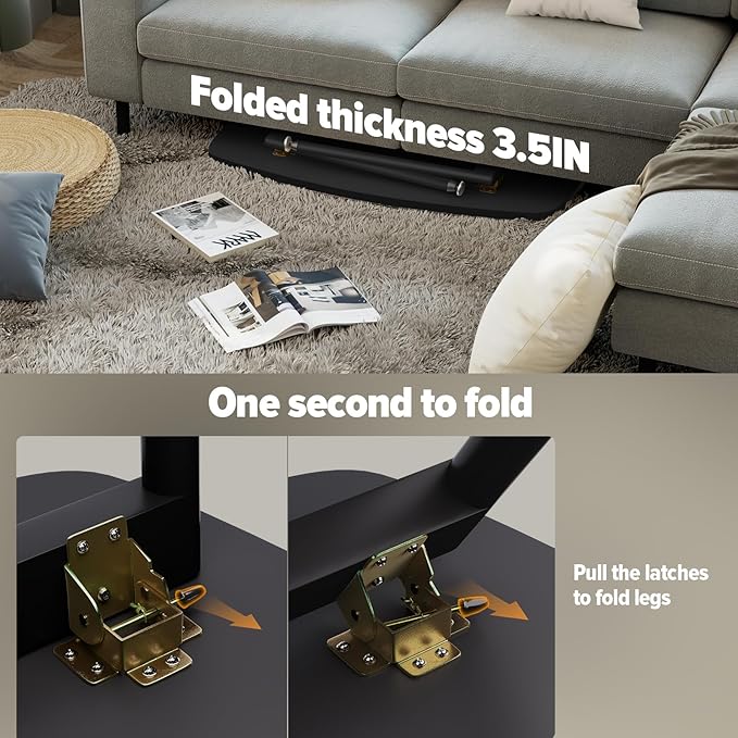WOHOMO Folding Coffee Table 39.3'' Black Coffee Tables - Image 3
