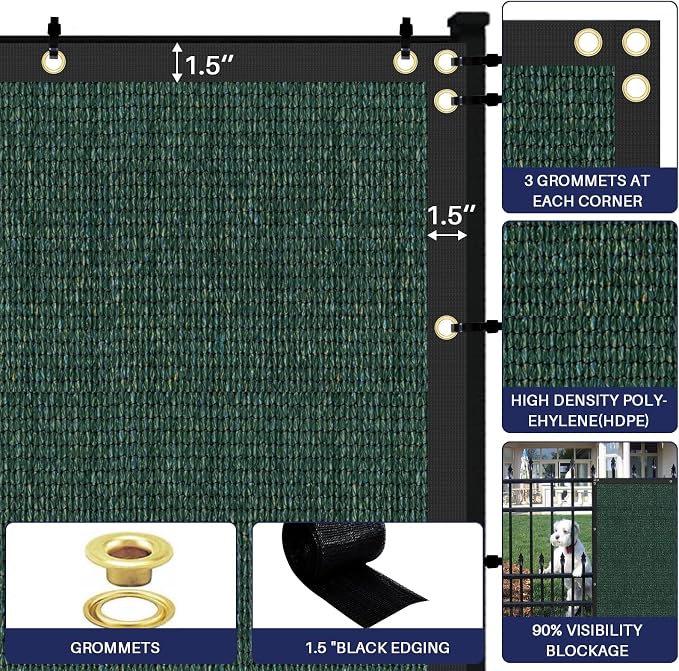 WINDSCREEN4LESS 6' x 3' Privacy Fence Screen in Green W/ Brass Grommet 85% - Image 4