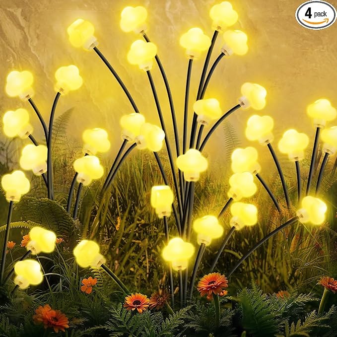 Solar Lights Outdoor 4 Pack 32 LED Solar Cloud Swaying Lights Garden Waterproof by Arperles
