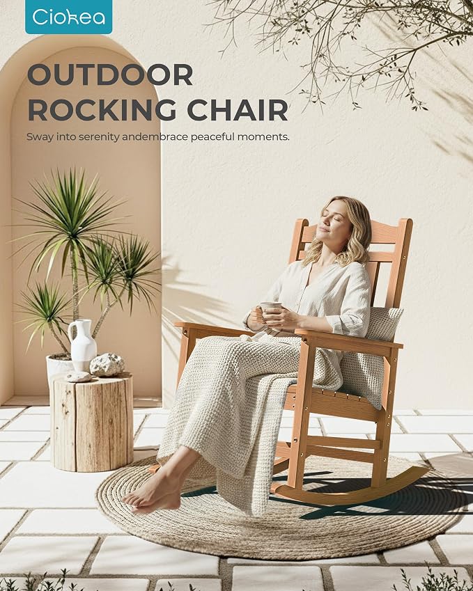 Ciokea Oversized Outdoor Rocking Chair, 380lbs Heavy-Duty Large Patio Rocker - Image 4