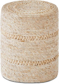Wimarsbon Natural Seagrass Foot Stool, Hand Weaving Round Ottoman, by Wimarsbon