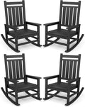 SERWALL Oversized Outdoor Rocking Chair Set of 4, HDPE Rocker by SERWALL