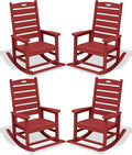 SERWALL Outdoor Rocking Chair Set of 4, Oversized HDPE Patio Rocking Chair by SERWALL