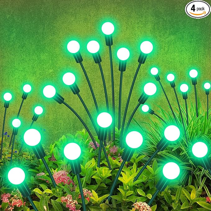 Solar Garden Lights Outdoor Waterproof, 4 Pack 32 LED Swaying Light Firefly by YShengMian