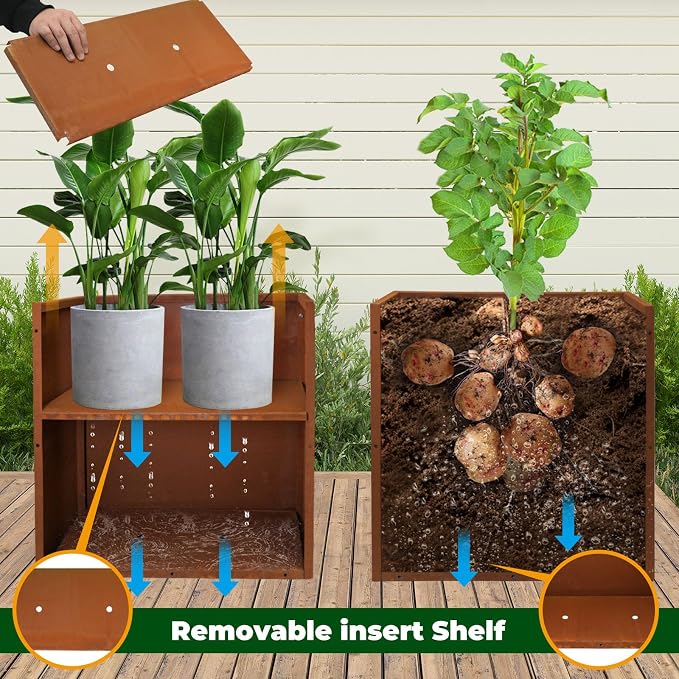 Rusted Metallic Heavy Rectangular Planter 30" x 12" x 24" - Image 5