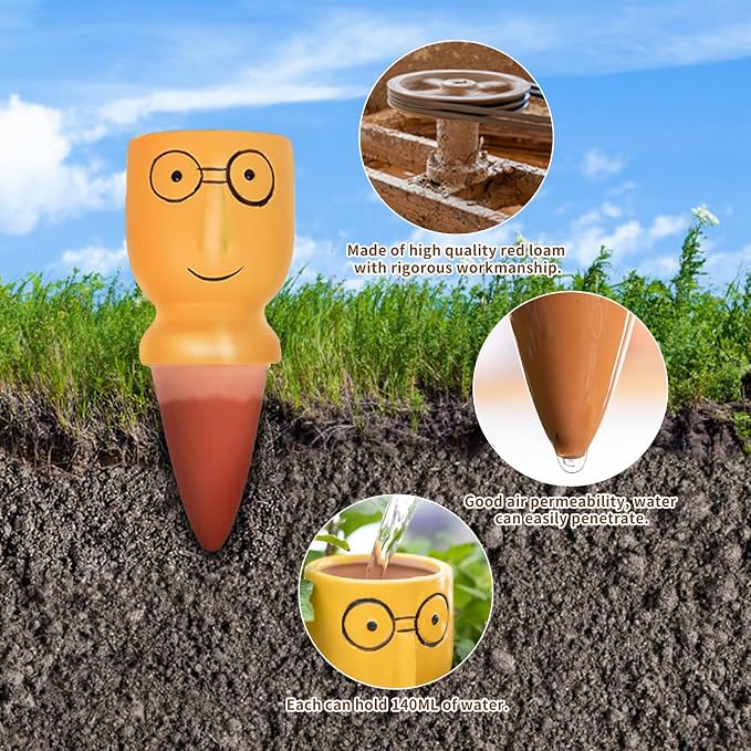 4 PCS Plant Watering Devices, Terracotta Watering Spikes Self Watering Planter - Image 5