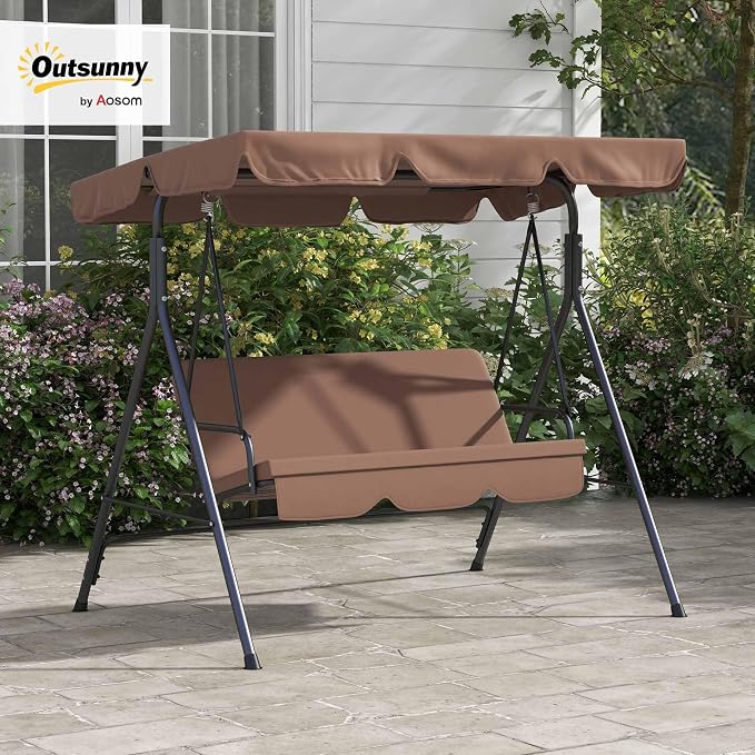 Outsunny 3-Seat Outdoor Patio Swing Chair - Image 2