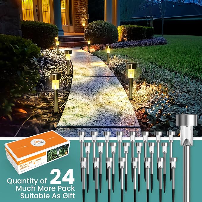 GIGALUMI 24 Pack Solar Path Lights Outdoor, Solar Lights Outdoor Waterproof - Image 5