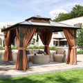 Aoxun 12'x12' Hardtop Gazebo, Aluminum Frame Permanent Pavilion by Aoxun
