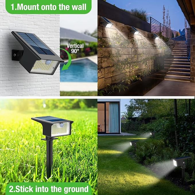 Nipify Solar Spot Lights, 3 Modes 62LED Outdoor Motion Sensor, Waterproof - Image 4