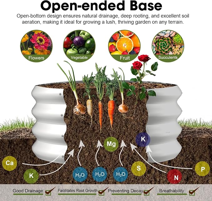 2x2x1ft Round Galvanized Raised Garden Bed Outdoor Metal Planter Box Raised Beds - Image 3