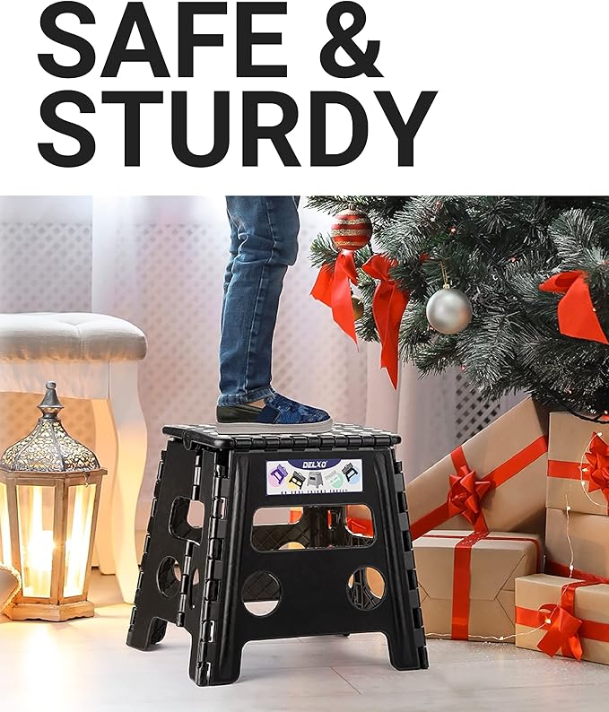 Delxo Folding Step Stool, 13 inch Non-Slip Foldable Stools Up to 300 LBS - Image 5