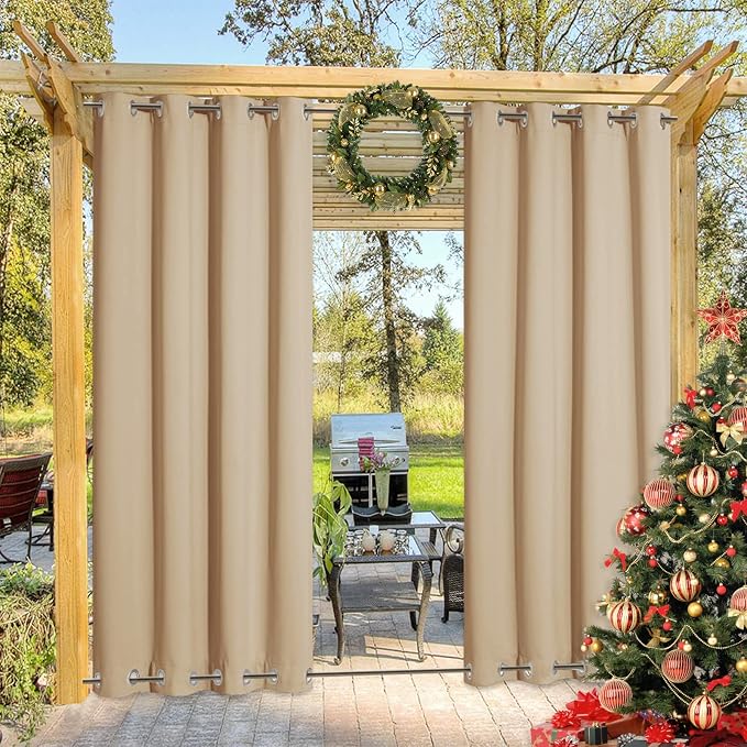 NICETOWN Outdoor Curtain for Patio Waterproof, Sunlight Block Rustproof Grommet by NICETOWN
