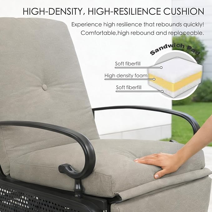 Kozyard Adjustable Outdoor Reclining Lounge Chair, Cushioned Patio Chaise Lounge - Image 3