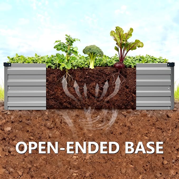 Vengarus 2 Pack 9x3x1FT Galvanized Raised Garden Bed Kit, Outdoor Metal Planter - Image 3