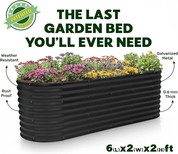 Plant & Plot Galvanized Raised Garden Beds Outdoor // 6×2×2 ft Planter Raised - Image 5
