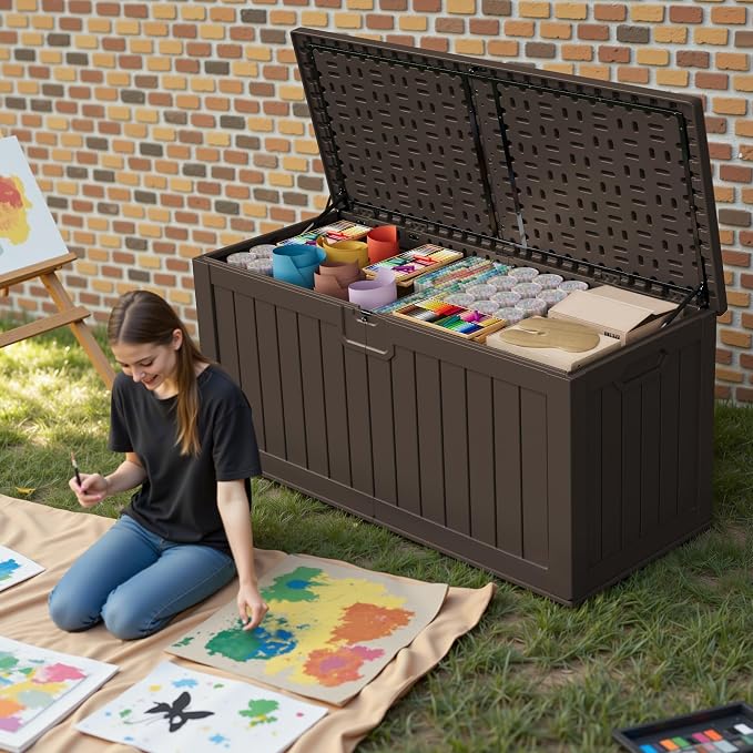 Patiowell 240 Gallon Large Outdoor Storage Box, Waterproof Deck Box - Image 2