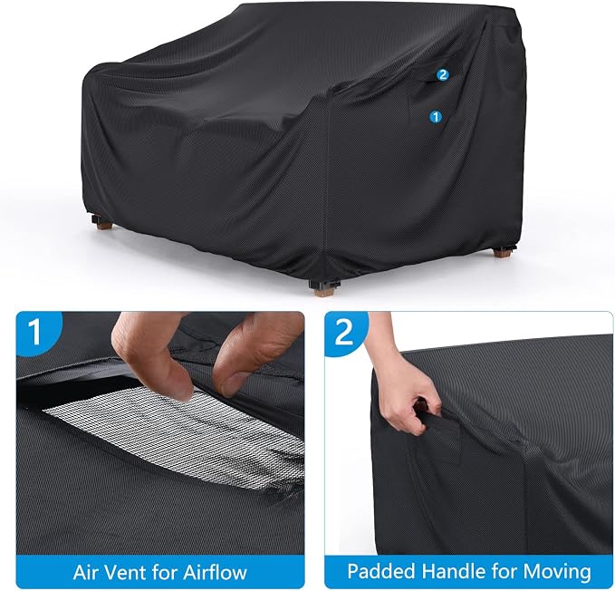 Heavy Duty Patio Sofa Cover Waterproof, Mrrihand 3-Seater Outdoor Sofa Loveseat - Image 4
