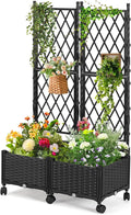 Planter Box with Trellis, 4ft Tall Self-Watering Plastic Raised Garden Beds and by follook