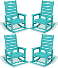 SERWALL Outdoor Rocking Chair Set of 4, Oversized HDPE Patio Rocking Chair by SERWALL