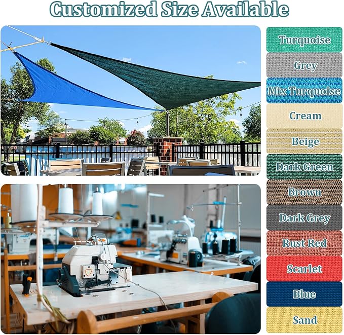 Shade&Beyond 8'x10' Sun Shade Sails Canopy Rectangle Sand 185GSM Shade Sail - Image 2