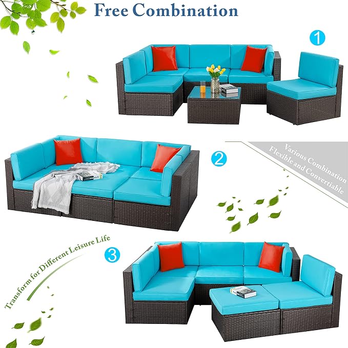 Vongrasig 6 Piece Small Patio Furniture Sets, Outdoor Sectional Sofa All - Image 6
