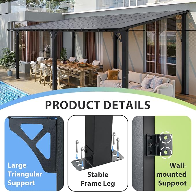 Aoxun 20'x10' Gazebo for Patio, Premium Pergola - Image 3