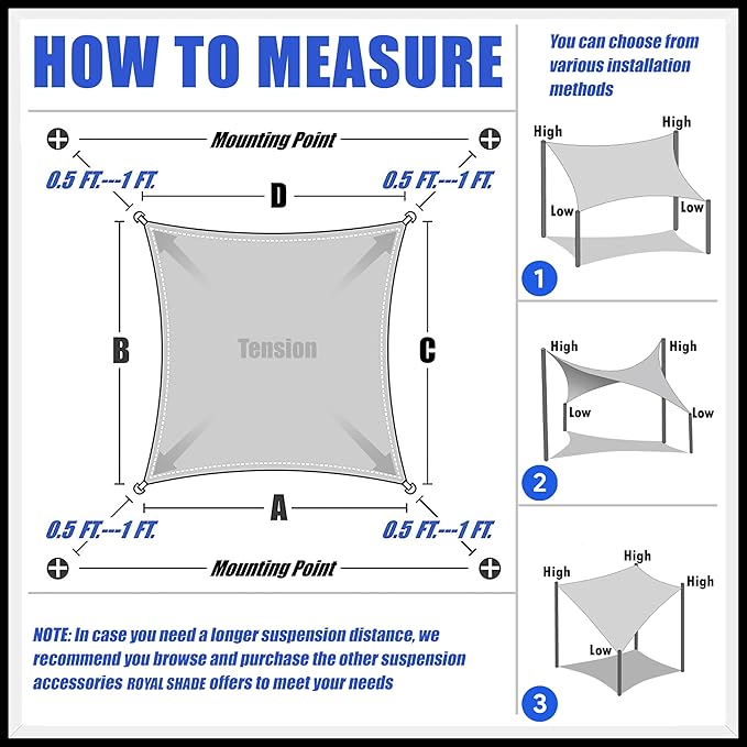 Royal Shade 10' x 20' Beige Rectangle Sun Shade Sail Canopy Outdoor Patio - Image 2